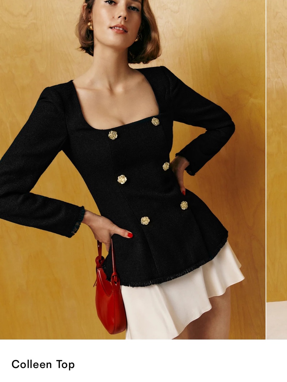 Reformation Black Fringed Knit Suit